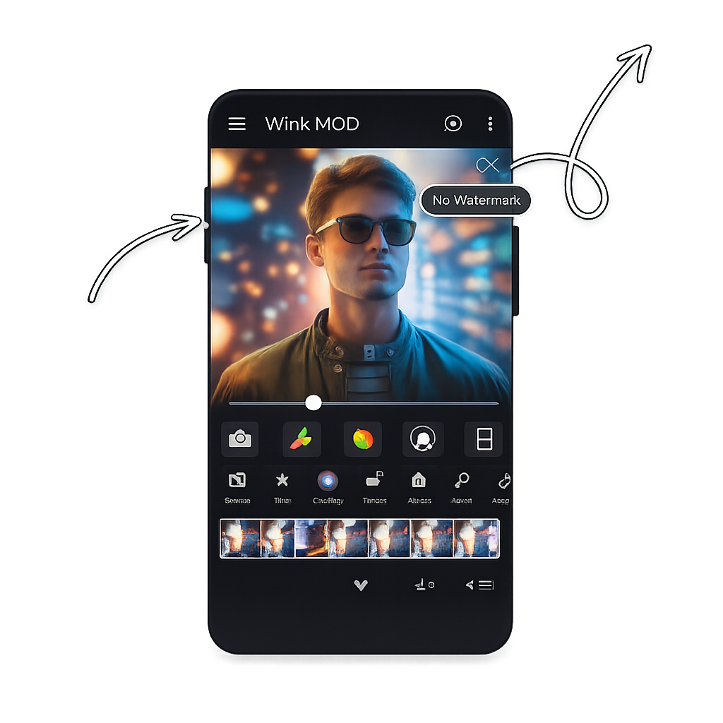 Wink MOD app interface with filters