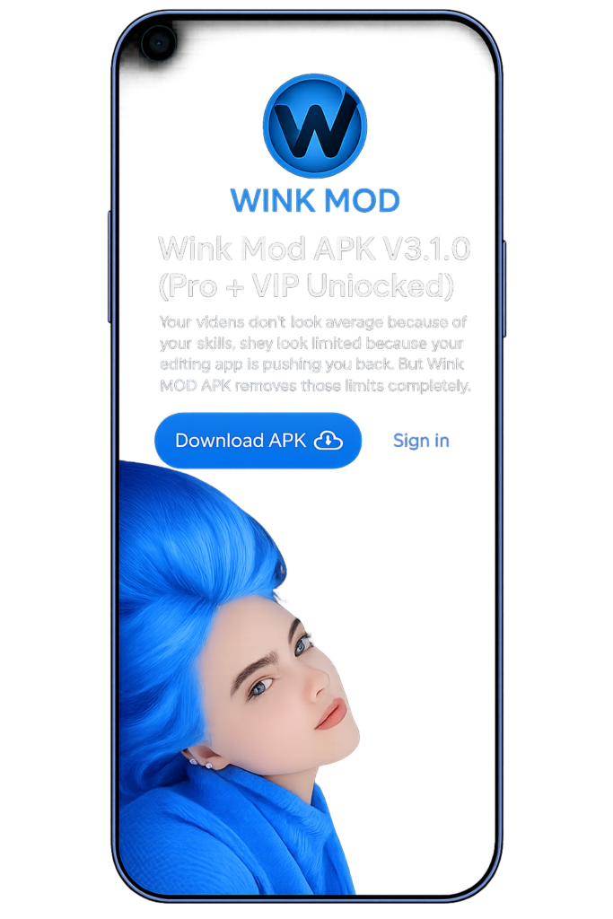 Wink Mod APK with blue accents
