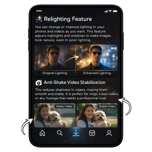 Wink app features relighting and stabilization removebg preview
